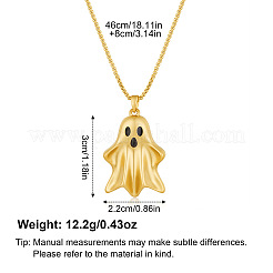 ハロウィン用真鍮ゴーストペンダントネックレス（女性用）  ゴールドカラー  18.11インチ（46cm）&nbsp;FS-WG65C6E-01