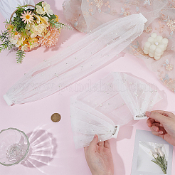 女性用ポリエステルスリーブ  鉄製の安全ピンブローチとプラスチック製のパール付き  ホワイト  480x100x6~12mm&nbsp;AJEW-WH0696-307