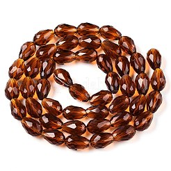 透明ガラスビーズ連売り  多面カット  ティアドロップ  シエナ  15x10mm  穴：1.6mm  約46~48個/連  27.95インチ（71cm）&nbsp;X-EGLA-N013-T10mm-D20