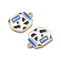 亜鉛合金チャーム  エナメル  ゴールドカラー  ミルク  20.5x14.5x1.5mm  穴：1.5mm&nbsp;LS-ENAM-A144-01G-05
