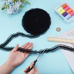 Polyester Elastic Pleated Lace Ribbon&nbsp;OCOR-WH0036-70A