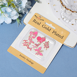 7Pcs 7 Styles October Breast Cancer Pink Awareness Ribbon Brass Enamel Pendants&nbsp;KK-BBC0020-36