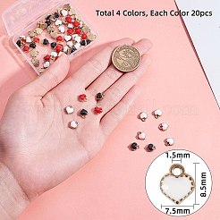 ハート合金エナメルチャーム  ミックスカラー  8x7.5x2.5mm  穴：1.5mm  80個/箱&nbsp;ENAM-PH0001-13