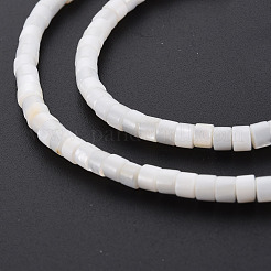 天然淡水シェルビーズ連売り  コラム  貝殻色  4x3mm  穴：0.8mm  約126~132個/連  14.57インチ〜15.75インチ（37~39.2cm）&nbsp;X-SHEL-N027-09