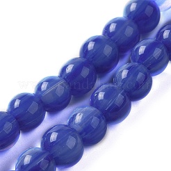手作りのネパールランプワークビーズ  ラウンド  ブルー  7~7.5x6~6.5mm  穴：1.2mm  約102~104個/連  25.59~26.38''（65~67センチメートル）&nbsp;LAMP-B023-01A