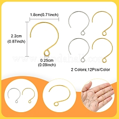 24Pcs 2 Colors Ion Plating(IP) 304 Stainless Steel Earring Hooks&nbsp;STAS-FS0001-65