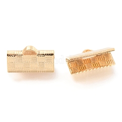304ステンレススチールリボンカシメエンドパーツ  ゴールドカラー  7x13x5mm  穴：2.5x1.5mm&nbsp;STAS-H151-19A-G