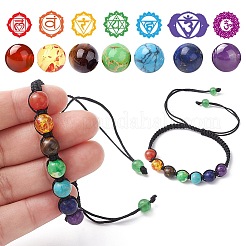 Round Natural Mixed Gemstone Braided Bead Bracelet&nbsp;BJEW-YW0001-11