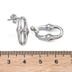 304ステンレススチールスタッドピアス6組  オーバル  ステンレス鋼色  18.5x12mm&nbsp;EJEW-C180-01P