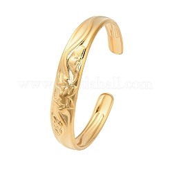12mm 304ステンレススチール製蓮の花カフバングル（女性用）  ゴールドカラー  内径：2-1/4x1-7/8インチ（5.8x4.7cm）&nbsp;BJEW-P359-01G