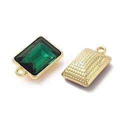ラックメッキ合金ガラスペンダント  ファセット長方形チャーム  ミックスカラー  19x12x7mm  穴：1.8mm&nbsp;PALLOY-M216-04G