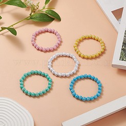 子供用クロスビーズストレッチブレスレット付きアクリルラウンド  ミックスカラー  内径：2インチ（5cm）&nbsp;BJEW-JB09936