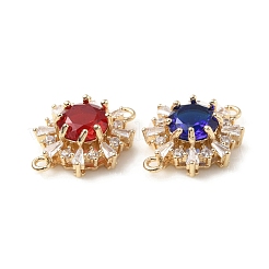 Brass K9 Glass Connector Charms&nbsp;KK-C024-34KCG