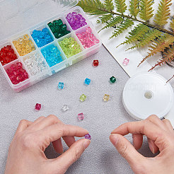 透明なアクリルビーズ  多面カット  キューブ  ミックスカラー  8x8x7.5mm  穴：1.4mm  300個/箱&nbsp;TACR-CJ0001-07