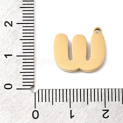 304ステンレスペンダント  エナメル  イオンプレーティング（ip）  18KGP本金メッキ  文字W  13.5x15x2mm  穴：1.5mm&nbsp;STAS-K297-09W-G