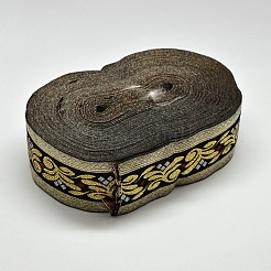 チロリアンテープ  花柄  ジャカードリボン  銀  2インチ（50mm）  33ヤード/ロール（30.1752メートル/ロール）&nbsp;OCOR-L018-21B-50mm