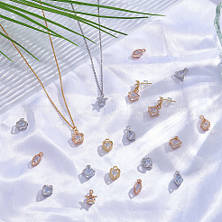 80本16スタイルアロイペンダント  キュービックジルコニア付き  ミックスカラー  11~15x8~10x5~6mm  穴：1mm  5個/スタイル&nbsp;ZIRC-SP0001-12