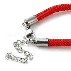 ミラノコード＆304ステンレススチールブレスレットの作り方  レッド  6-3/8インチ（16.3cm）&nbsp;MAK-H004-01B-P02