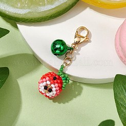 Apple Glass Seed Beads Pendant Decoration&nbsp;HJEW-MZ00125