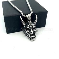 Vintage 304 Stainless Steel 3D Devil Mask Pendant Necklaces for Men&nbsp;AL8165