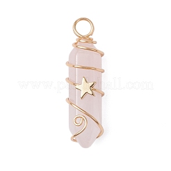 2Pcs 2 Styles Natural Amethyst/Green Aventurine/Rose Quartz/Lapis Lazuli/Quartz Crystal Double Terminated Pointed Pendants&nbsp;PALLOY-JF03122