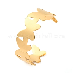 女性用304ステンレススチールカフバングル  蝶  7/8インチ（2.1cm）  内径：2-1/2インチ（6.2cm）&nbsp;BJEW-Q045-02A-G