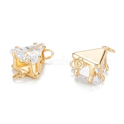 真鍮クリアキュービックジルコニアリンク  長持ちメッキ  三角形  18KGP本金メッキ  16x9x6mm  穴：2.5mm&nbsp;ZIRC-G170-08G