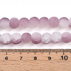 クラックガラスビーズ  ラウンド  ツートン  艶消し  オールドローズ  8~8.5x7~7.5mm  穴：1.4mm&nbsp;X1-GLAA-N009-8mm-05