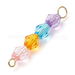 Rainbow Color Transparent Acrylic Bicone Beaded Connectors Charms&nbsp;PALLOY-JF02968