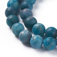 天然石アパタイトビーズ連売り  艶消し  ラウンド  6mm  穴：0.8mm  約62個/連  15.5インチ（39.5cm）&nbsp;G-F617-02-6mm