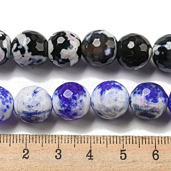 ファセット天然ファイヤーアゲートクラックルビーズ連売り  ラウンド  染め＆加熱  ミックスカラー  12mm  穴：1.6mm  約31個/連  14.76''（37.5センチメートル）&nbsp;G-F447-12mm-G