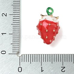 合金エナメルチャーム  イチゴとハートのチャーム  ラインストーン付き  レッド  18x10.5x10mm  穴：1.4mm&nbsp;AL-CBAEEC0-03