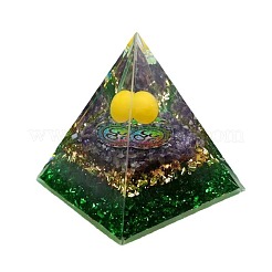 オルゴナイトピラミッド樹脂エネルギー発生器  レイキで染めた合成シトリンと天然アメジストのチップが内蔵されており、自宅やオフィスのデスクの装飾に最適です。  60mm&nbsp;PW-WGF1BDE-01