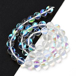 透明ガラスビーズ  ラウンド  クリアAB  8mm  穴：1mm  約45個/連  13.98''（35.5センチメートル）&nbsp;GLAA-B022-8mm-14