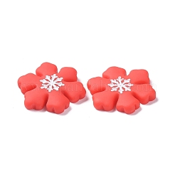オペーク樹脂カボション  クリスマスのために  クリスマススノーフレーク  レッド  26x23x3.5mm&nbsp;RESI-F042-03A