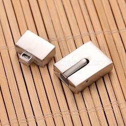 変色しにくいマット仕上げの304ステンレススチール製長方形マグネット留め具  ステンレス鋼色  23x12x6mm  穴：3x10.5mm&nbsp;STAS-I045-04B