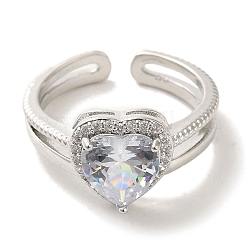 Brass Micro Pave Cubic Zirconia Rings for Women&nbsp;RJEW-E295-16P