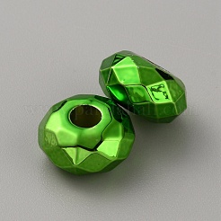 レジンヨーロピアンビーズ  大穴ビーズ  多面カット  ロンデル  ライム  14.5~15x8mm  穴：5mm&nbsp;RESI-TAC0002-79A