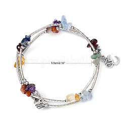 Three Loops Natural Gemstone Beaded Wrap Bracelets&nbsp;X-BJEW-JB02331-03