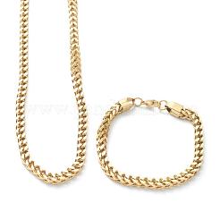 Ion Plating(IP) 304 Stainless Steel Wheat Chain Bracelets & Necklaces Jewelry Sets&nbsp;SJEW-B019-04D-G