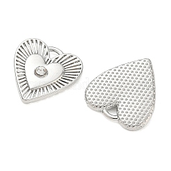 合金ラインストーンペンダント  ハートチャーム  ラックめっき  長持ちメッキ  プラチナ  18x16.5x3.5mm  穴：2x2mm&nbsp;FIND-D044-26P