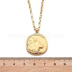 304ステンレススチール星座ペンダントネックレス  18KGP本金メッキ  レオ  18.19インチ（46.2cm）&nbsp;LS-NJEW-K392-01G-05