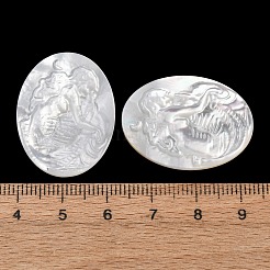 Natural White Shell Carved Cabochons&nbsp;SHEL-G024-02C