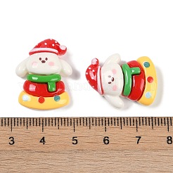 クリスマス不透明樹脂デコデンカボション  犬  23x18x7.5mm&nbsp;CRES-M036-12C