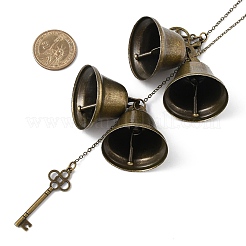 3Pcs Iron Bell & Alloy Key Charm Hanging Ornaments&nbsp;HJEW-JM03429