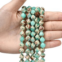 合成寿山石ビーズ連売り  スターカットラウンドビーズ  多面カット  ターコイズ  9~10x9~10x9~10mm  穴：1~1.4mm  約38~40個/連  14.88''（15.08''センチメートル）&nbsp;G-Z119-A01-03A
