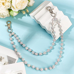 1Pc Polymer Clay Rhinestone Round Beaded Pants Chain Belts for Women&nbsp;AJEW-CN0007-10A