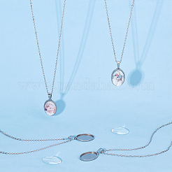 DIY Oval Blank Dome Necklace Making Kit&nbsp;DIY-UN0050-28