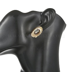 女性用パウア貝と真鍮のスタッドピアス  花  ゴールドカラー  24.5mm  3のペア/セット&nbsp;EJEW-JE07473