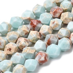 合成寿山石ビーズ連売り  スターカットラウンドビーズ  多面カット  淡いターコイズ  7~8x7~8x7~8mm  穴：1mm  約46~47個/連  14.72''~15''（37.4~38.1センチメートル）&nbsp;G-Z119-A01-02B
